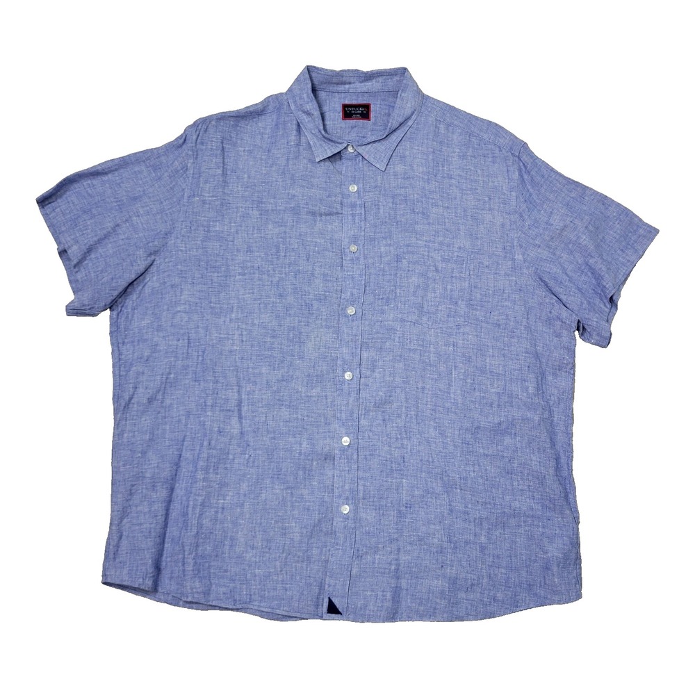 Untuckit Mens 2XL Blue Button Up Short Sleeve 100% Linen - Picture 2 of 6